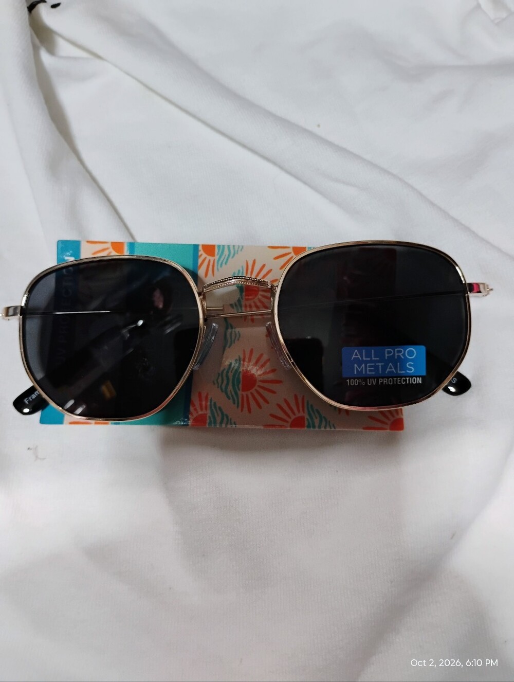 Gold Metal Frame Sunglasses with Black Lenses -